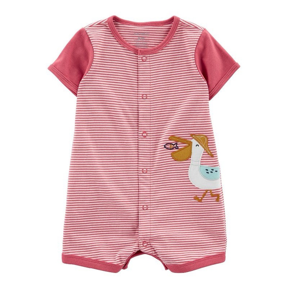 3/$10 🛒🛍️ Carter's Baby Carter's Pelican Snap-Up Romper Red & White Size 12 M
